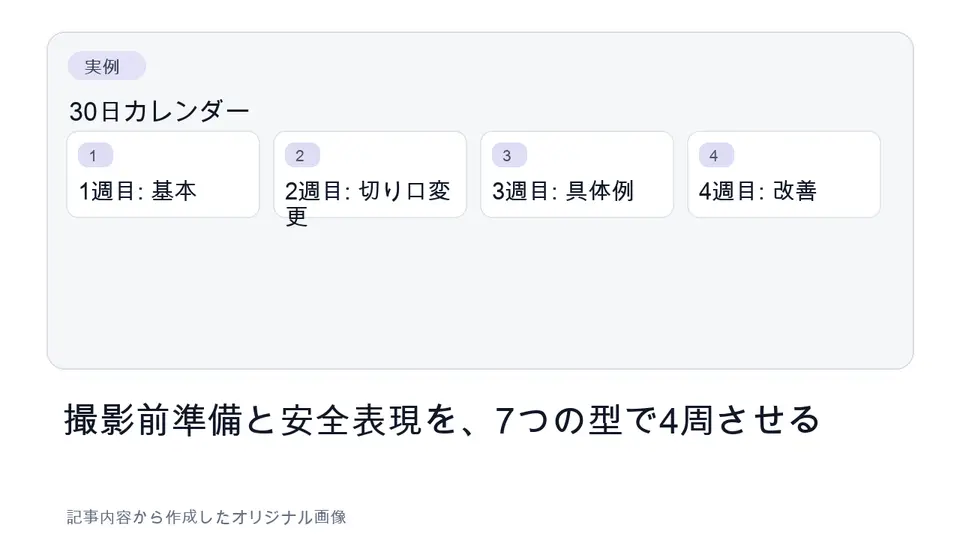 4週間に分けた30日Shorts投稿カレンダー