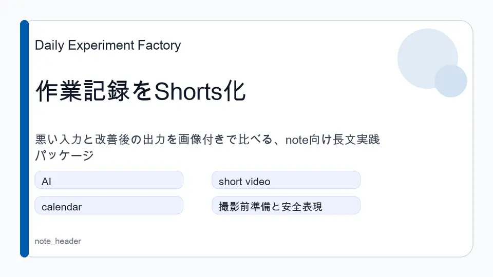 SNS運用の作業記録をShortsに変える30日設計のヘッダー画像