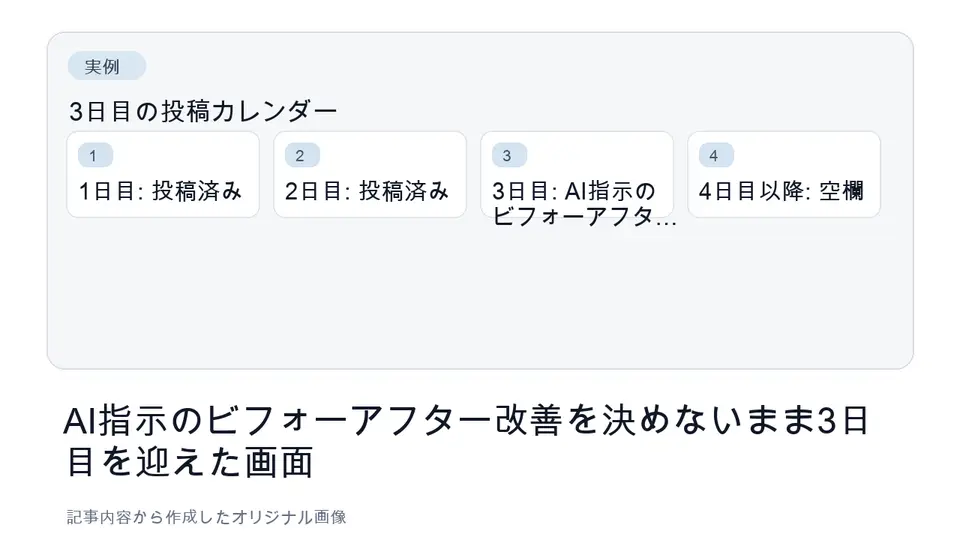 3日目で空欄が増えたShorts投稿カレンダー
