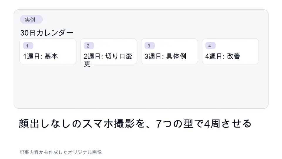 4週間に分けた30日Shorts投稿カレンダー