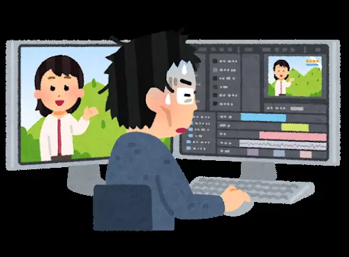 動画制作が進まず疲れている人物のイラスト