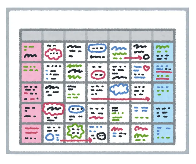 予定が埋まったカレンダーのイラスト